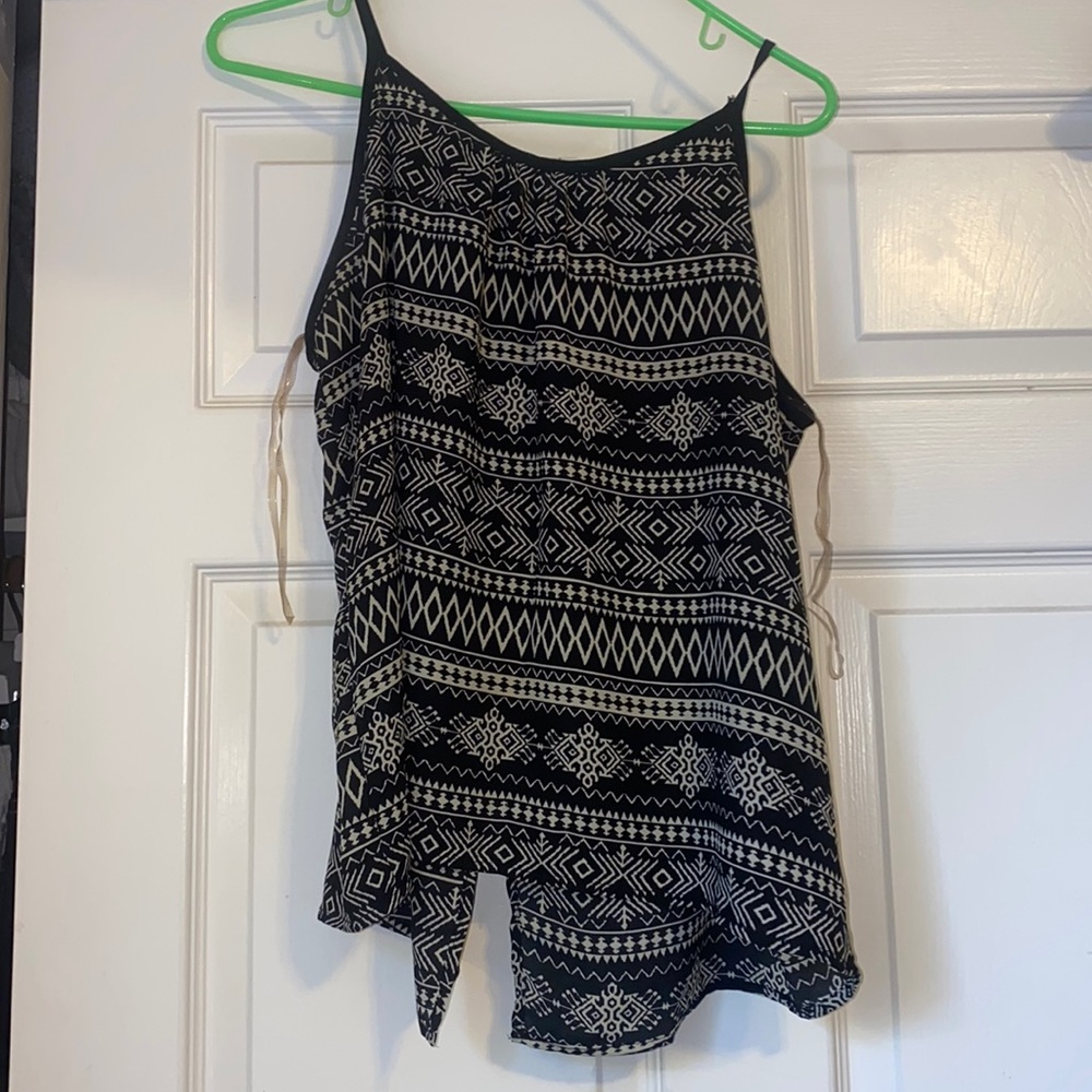 Black and white tribal print tank top blouse